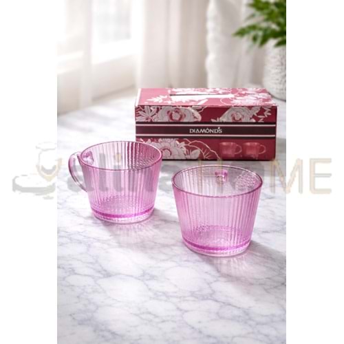 DİAMONDS CAM2 Lİ JUMBO RENKLİ KUPA HEDİYE KUTULU 1*24