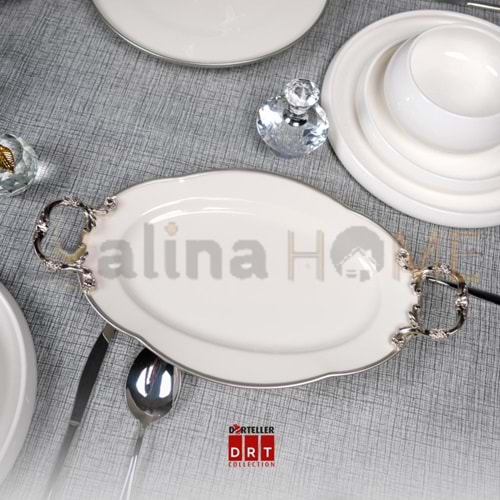 DRT SUNUM TABAĞI KAYIK PAPATYA MODEL GÜMÜŞ AYAKLI KULPLU 30 CM 1*12