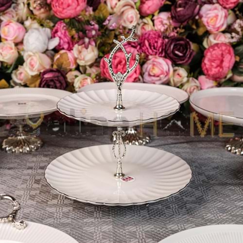 DRT KATLI KURABİYELİK IŞIL MODEL PLATİN YALDIZLI 27x27 CM 1*12