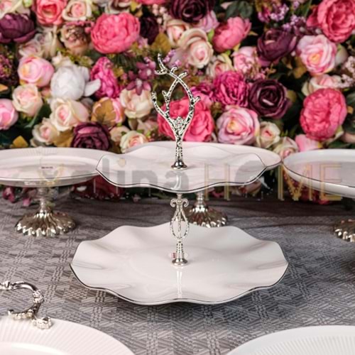 DRT KATLI KURABİYELİK NESRİN MODEL PLATİN YALDIZLI 27x27 CM 1*12