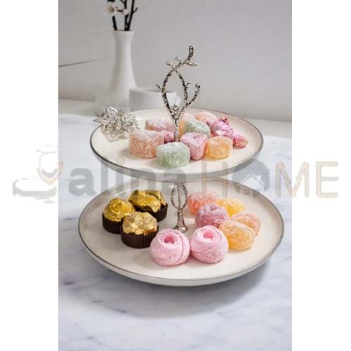 DRT KATLI KURABİYELİK SEMAZEN GÜMÜŞ BROŞLU 27x27 CM 1*12