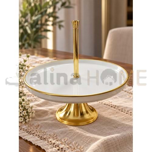 DRT AYAKLI SUNUMLUK PORSELEN ZÜHRE LÜKS YALDIZLI 27 CM 1*10