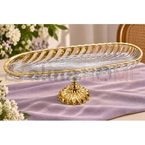 DRT AYAKLI SUNUMLUK SULTANAHMET LÜKS OVAL ALTIN 40 CM 1*12