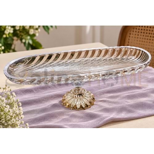 DRT AYAKLI SUNUMLUK SULTANAHMET LÜKS OVAL GÜMÜŞ 40 CM 1*12