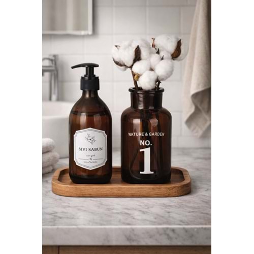 EGE BANYO SETİ CAM AMBER 2 Lİ STANDLI 1*12