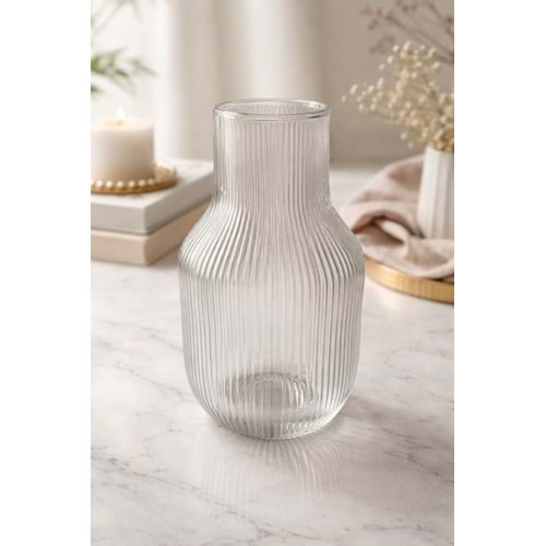 EGE LA CUPPA VAZO CAM MİLAS ÇİZGİLİ TOMBUL 24x14 CM 1*6