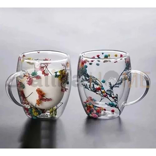 ENF CİDARLI ÇİÇEKLİ CAM BARDAK 250 ML 1*60