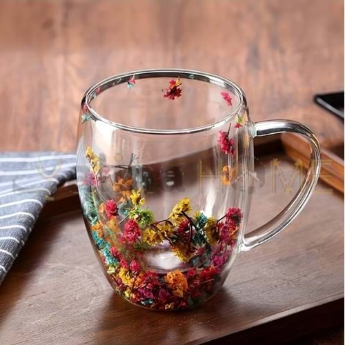 ENF CİDARLI ÇİÇEKLİ CAM BARDAK 350 ML 1*60