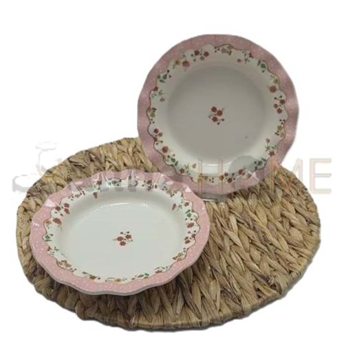 ALİNA HOME FIRFIR PEMBE YUVARLAK YEMEK TABAĞI 20 CM 1*12
