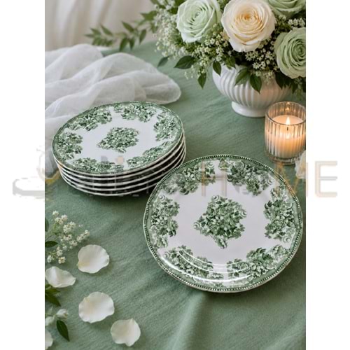 ÜLGER FLORA YEŞİL PASTA TABAĞI TABAĞI 6 LI 1*6