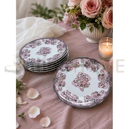 ÜLGER FLORA PEMBE PASTA TABAĞI 6 LI 1*6