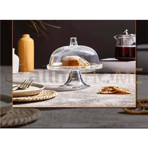 ALN GLASSCOM 16 CM AYAKLI KEK FANUSU ŞEFFAF ASORTİ 1*16