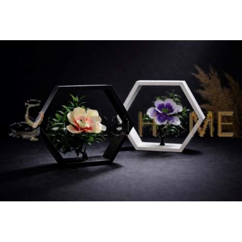 KRD GELİNCİK ÇİÇEK YAPAY ALTIGEN MANOLYA ÇİÇEĞİ SİYAH VE BEYAZ RAF 1*8