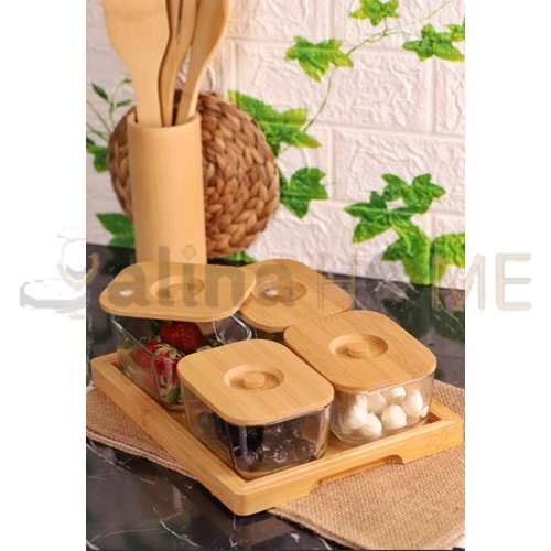 BAMBUM PİLİCA 9 PARÇA CAM KAHVALTILIK SETİ