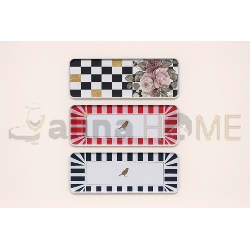 GLD DESENLİ SUNUM TEPSİSİ 3 LÜ KARE 30x13 CM 1*40