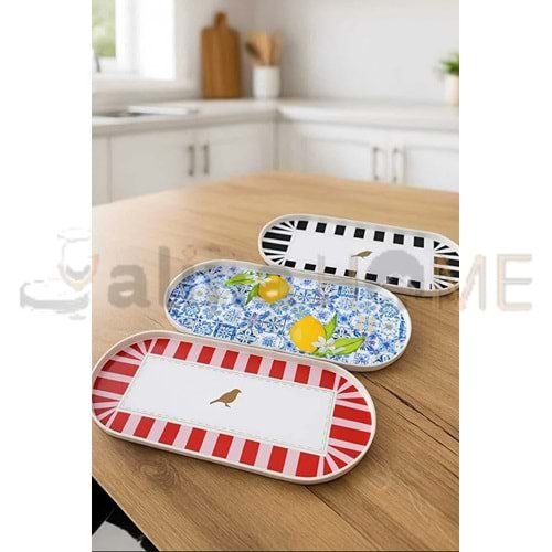 GLD DESENLİ SUNUM TEPSİSİ 3 LÜ OVAL 30x13 CM 1*40