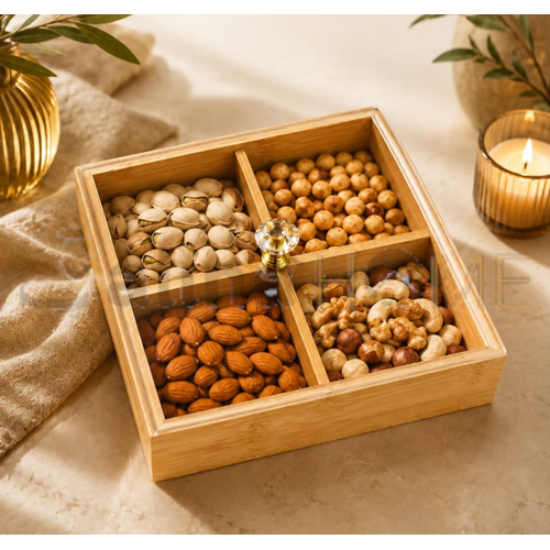GLD BAMBU ORGANİZER 4 BÖLMELİ KAPAKLI 20x20 CM 1*24