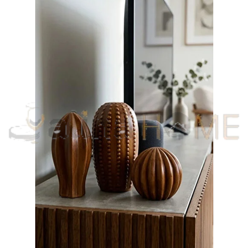 GLD SERAMİK AHŞAP DESENLİ 3 LÜ KAKTÜS SET 1*24