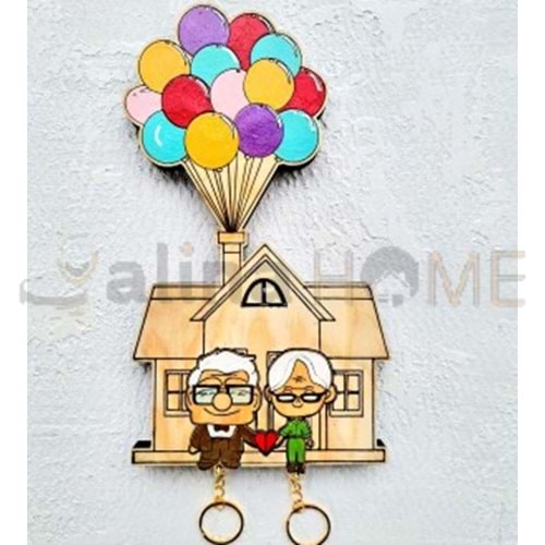 GLS BALONLU AHŞAP İHTİYAR ANAHTARLIK ASKISI SETİ