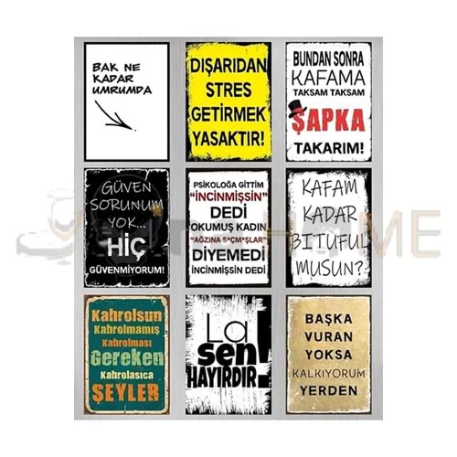 GLS AHŞAP TABLO RETRO KARMA YAZILI 18x28 CM