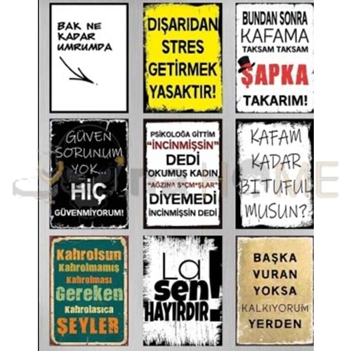 GLS AHŞAP TABLO RETRO KARMA YAZILI 10x15 CM