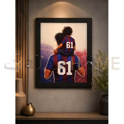 GLS AHŞAP TARAFTAR BORDO MAVİ TABLO 38x30 CM