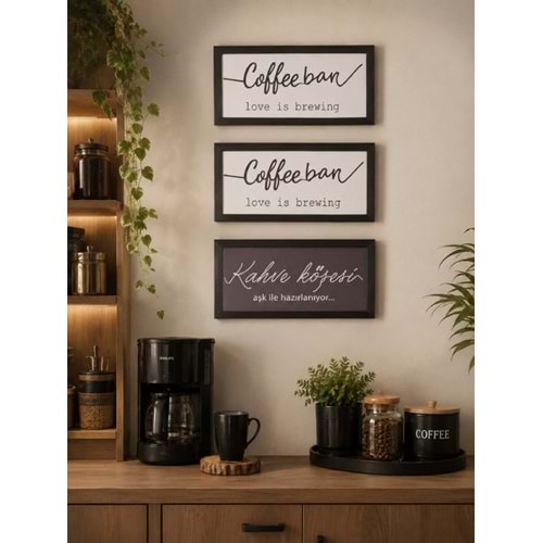 GLS AHŞAP KAHVE KÖŞESİ DUVAR SÜSLERİ DİKDÖRTGEN 35x20 CM
