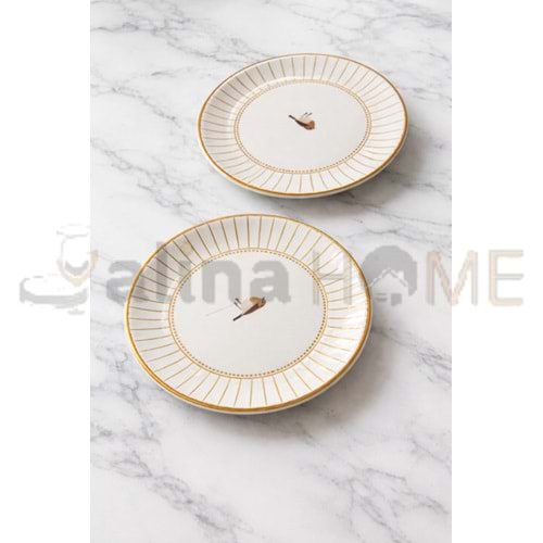 ALİNA HOME GOLD BEYAZ YUVARLAK TATLI TABAĞI 14,5x14,5 CM 1*20