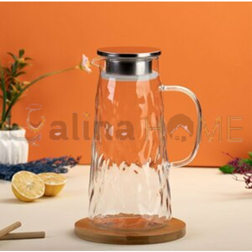 DİAMONDS CAM SÜRAHİ BOROSİLİKAT DESENLİ METAL KAPAK 1500 ML 1*24