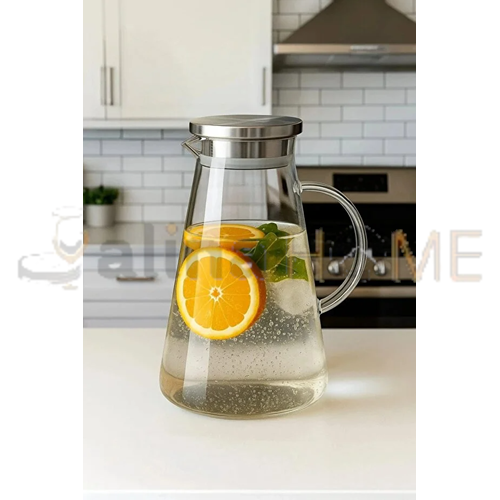 DİAMONDS CAM SÜRAHİ BOROSİLİKAT METAL KAPAKLI 1800 ML 1*24