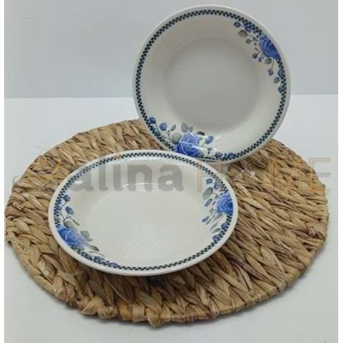 ALİNA HOME MAVİ GÜL YUVARLAK YEMEK TABAĞI 20 CM 1*12