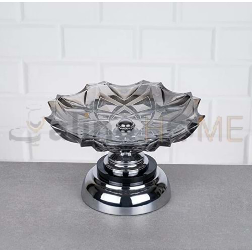 CNM CAM AYAKLI YUVARLAK KÜÇÜK SUNUMLUK KROM 12x19 CM 1*14