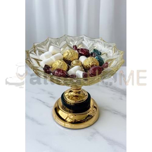 CNM CAM AYAKLI YUVARLAK KÜÇÜK SUNUMLUK SARI 12x19 CM 1*14