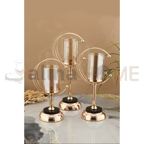 CNM ŞAMDAN CAM HİLAL SARI 3 LÜ TAKIM MUMLUK 38-33-29 CM