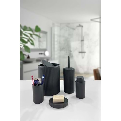 DECOREV AUARO BANYO SETİ 5 PARÇA GRİ-SİYAH 1*8