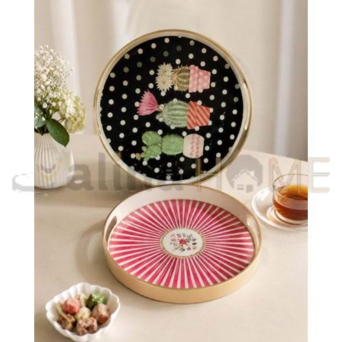 İSRA LÜX BEYAZ 2 Lİ YUVARLAK TEPSİ 35x35 - 29x29 CM 1*18