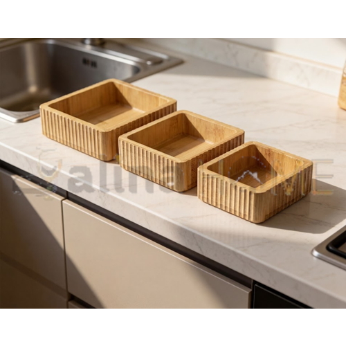 BZD IVORY BAMBU SUNUM SETİ 3 LÜ KARE 1*24