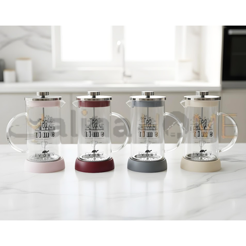 BZD IVORY CAM FRENCH PRESS YUVARLAK 600 ML 1*24