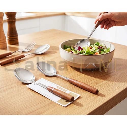 BZD IVORY ÇELİK SERVİS KAŞIĞI AHŞAP SAPLI 25 CM 1*6