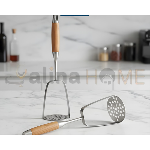 BZD IVORY PATATES EZİCİ AHŞAP SAPLI 304 METAL OVAL 35 CM 1*72