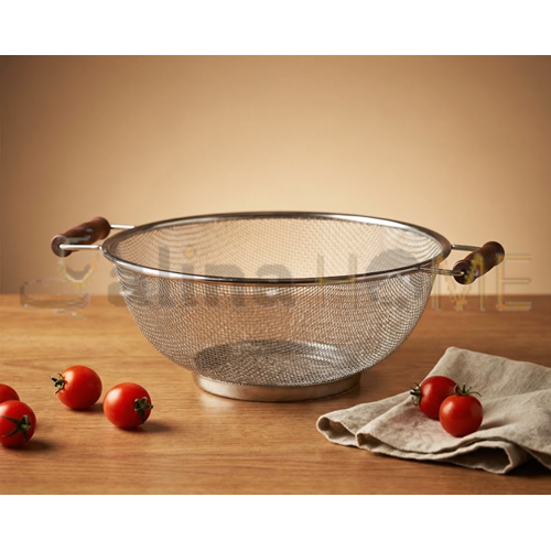 BZD IVORY SÜZGEÇ AHŞAP KULPLU ÇELİK SEPET SÜZGEÇ 26 CM 1*48