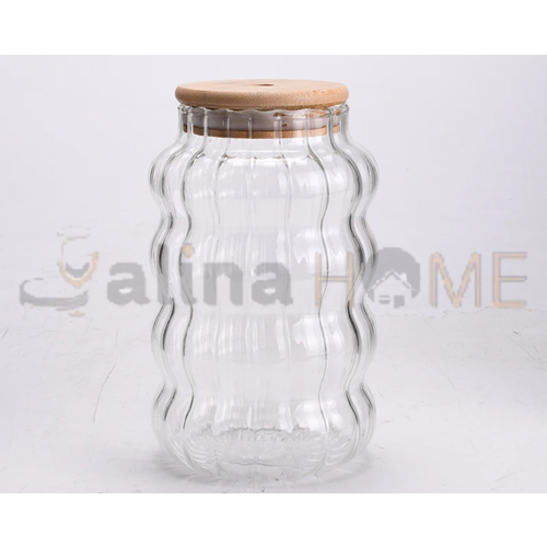 KISMET BOROSİLİKAT OPTİKLİ KAVANOZ BAMBU KAPAK 20 CM 1*12