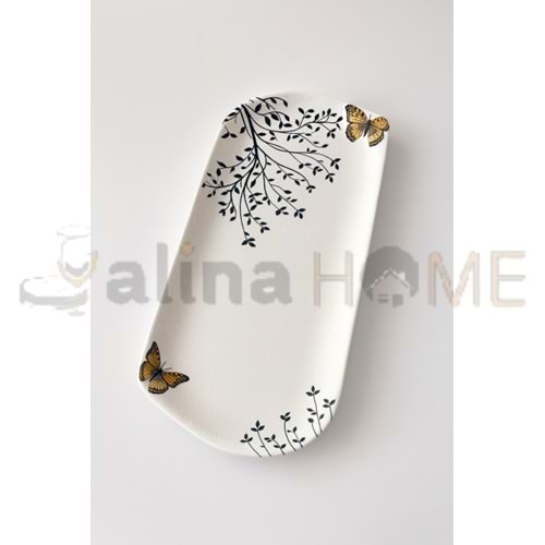 ALİNA HOME DALGALI ORTA OVAL KELEBEK KAYIK KAHVE KELEBEK 29 CM 1*12