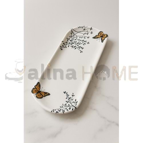 ALİNA HOME DALGALI KÜÇÜK OVAL KELEBEK KAYIK KAHVE 22 CM 1*12