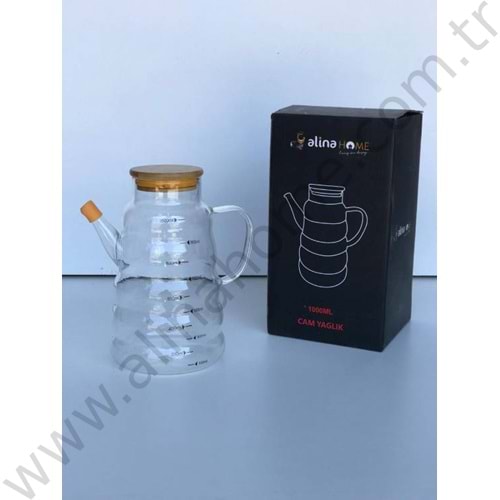 ALİNA CAM BOROSİLİKAT YAĞLIK BAMBU KPK 1 LT CEMRE 1*24