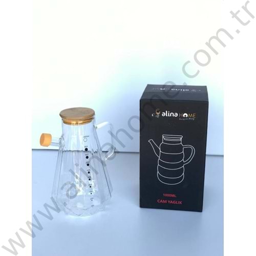 ALİNA CAM BOROSİLİKAT YAĞLIK BAMBU KPK 1 LT HAZEN 1*24