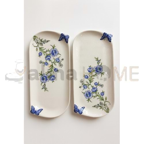 ALİNA HOME DALGALI ORTA OVAL KELEBEK KAYIK KOBALT KELEBEK 29 CM 1*12