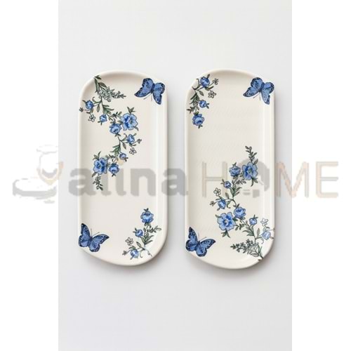 ALİNA HOME DALGALI KÜÇÜK OVAL KELEBEK KAYIK KOBALT 22 CM 1*12