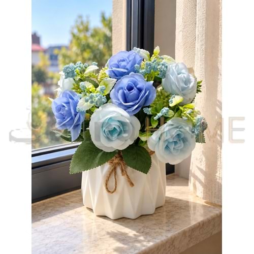 KRD ÇİÇEK YAPAY SAKSILI GÜL ÇİÇEĞİ 15 CM 1*24
