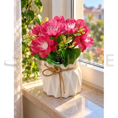 KRD ÇİÇEK YAPAY SAKSILI SARDUNYA ÇİÇEĞİ 15 CM 1*24